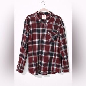 Levi's Men’s Burgundy and Black Plaid Casual Shirt XXL
